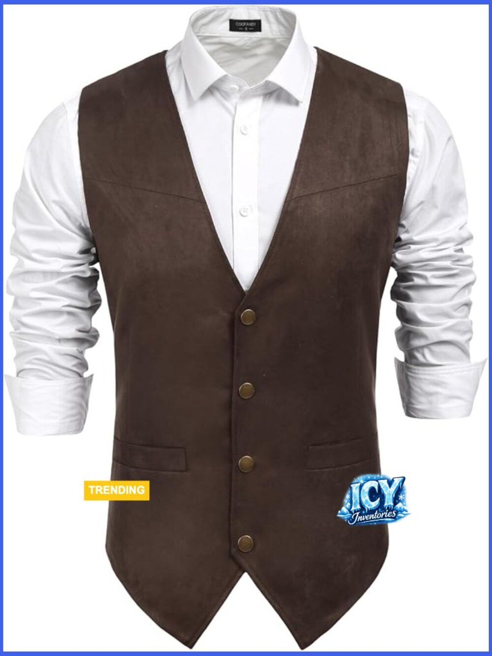 Suede Leather Vest Cowboy Western Slim Fit Vest Suit Vest